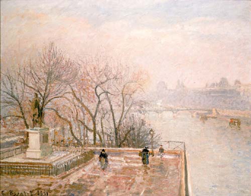 Le Louvre, Coucher de soleil, Givre (Seconde Série), 1901, Camille Pissarro