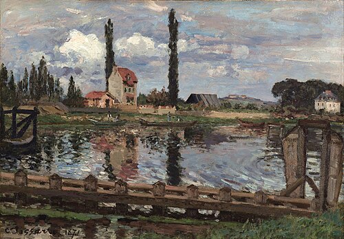 Au bord de la Seine à Port Marly, 1871, Camille Pissarro
