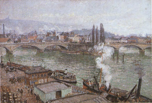 The Stone Bridge in Rouen, Dull Weather, 1896, Camille Pissarro