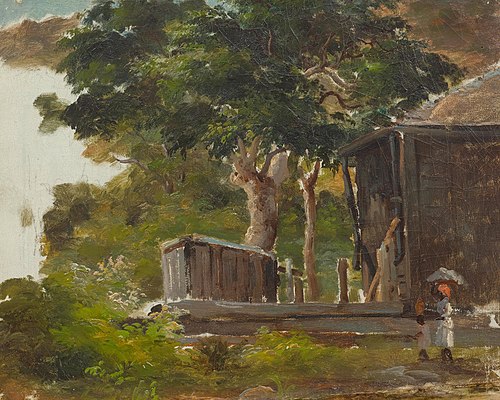 Scène villageoise, 1850, Camille Pissarro