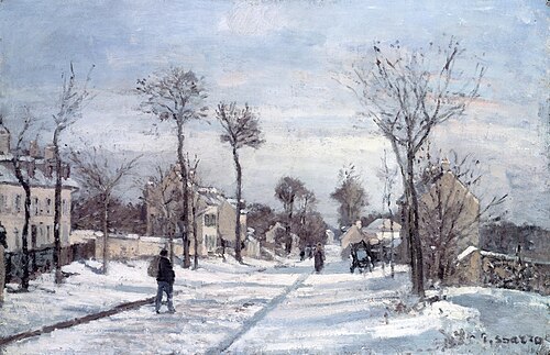 The Road to Versailles, Louveciennes, Snow, 1870, Camille Pissarro