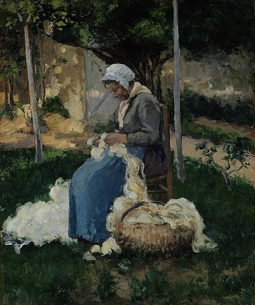 Peasant Woman Carding Wool, 1875, Camille Pissarro