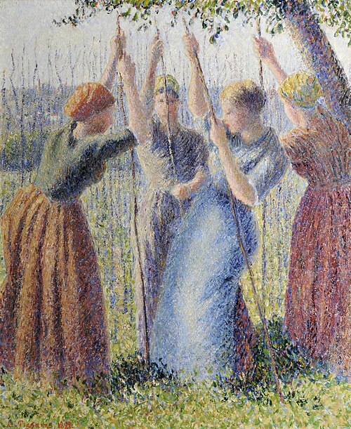 Paysannes plantant des rames, 1891, Camille Pissarro