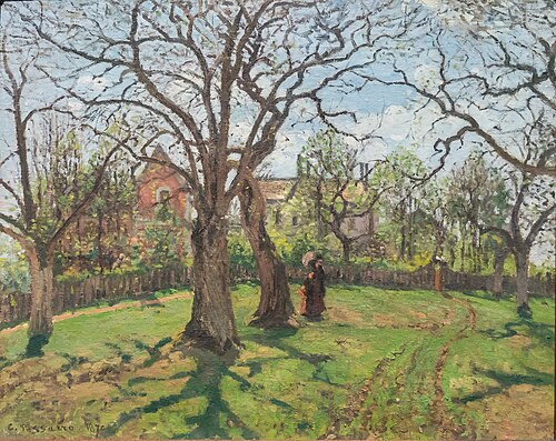 Châtaigniers à Louveciennes au printemps, 1870, Camille Pissarro
