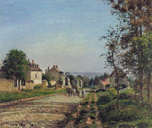 La route de Versailles, Louveciennes, soleil d’hiver et neige, 1871, Camille Pissarro