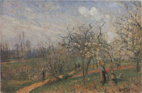 Orchard in Blossom, 1876, Camille Pissarro