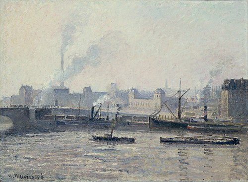 The Saint-Sever Bridge, Rouen: Mist, 1896, Camille Pissarro