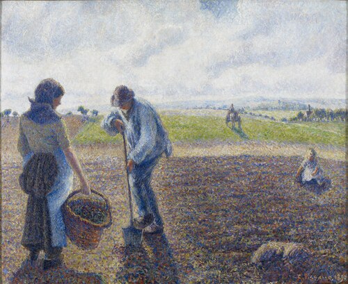 Paysans dans les champs, Éragny, 1890, Camille Pissarro