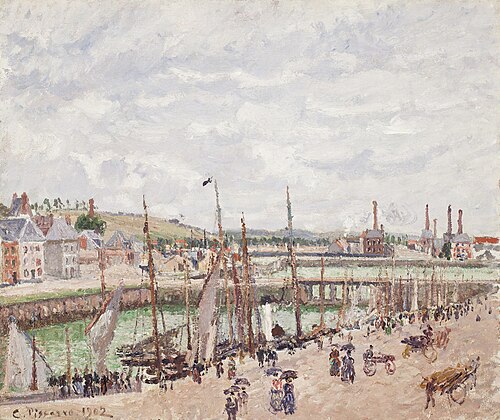 Bassins Duquesne et Berrigny á Dieppe, temps gris, 1902, Camille Pissarro