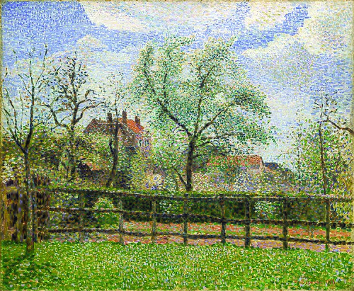 Pear Trees in Bloom at Eragny, Morning, 1886, Camille Pissarro