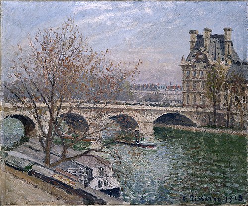 Le Pont Royal et le Pavillon de Flore, Matin, Soleil, 1903, Camille Pissarro