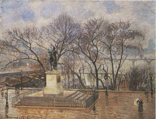 The Raised Terrace of the Pont-Neuf, Place Henri IV: in Morning Rain, 1902, Camille Pissarro