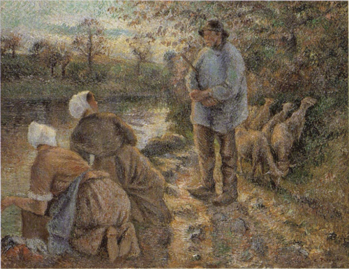 Berger et laveuses à Montfoucault, 1881, Camille Pissarro
