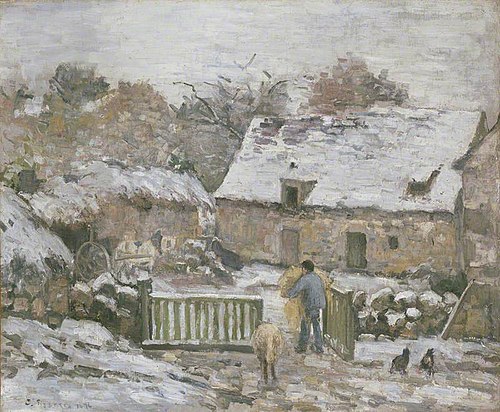 Ferme à Montfoucault, effet de neige, 1875, Camille Pissarro