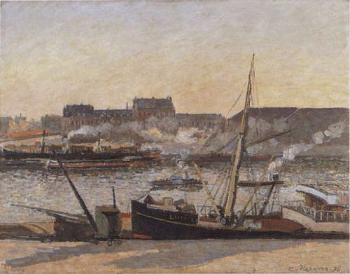 Quai de la Bourse, Rouen, après-midi, 1898, Camille Pissarro