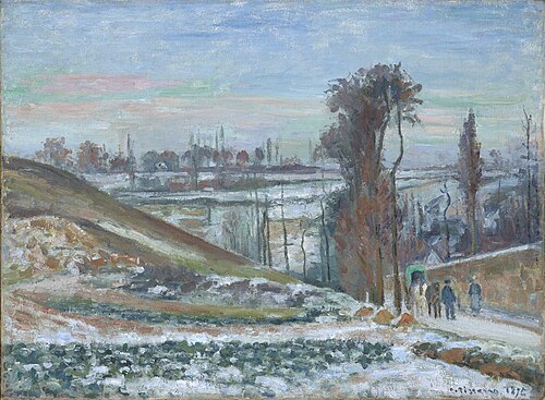 Effet de neige à l'Hermitage, Pontoise, 1875, Camille Pissarro