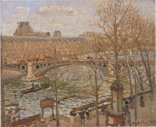 Le Louvre et le pont du Carrousel, soleil, 1903, Camille Pissarro