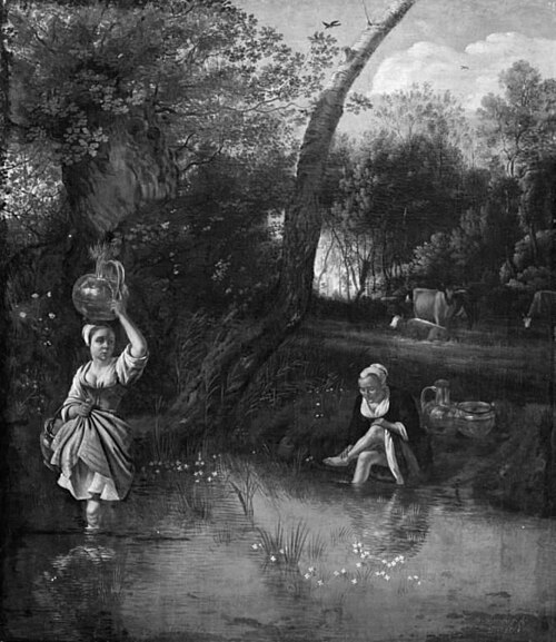 Landscape with Peasant Girls at a Stream, 1671, Jan Siberechts