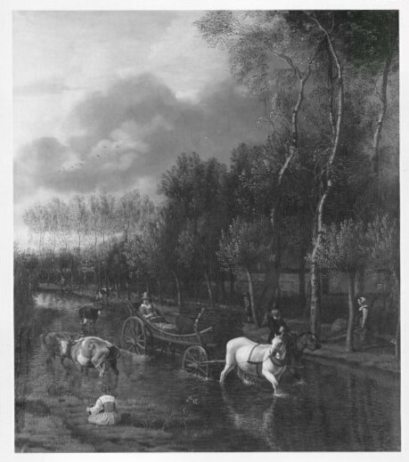 Farmer's cart in a ford, 1700, Jan Siberechts