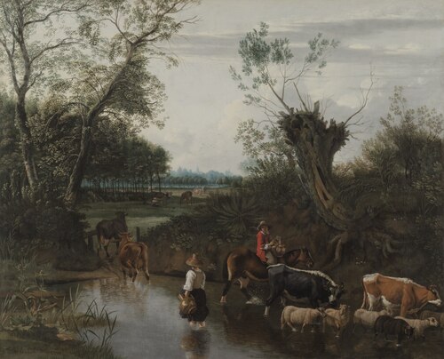 Peasants Crossing a Stream, 1670, Jan Siberechts
