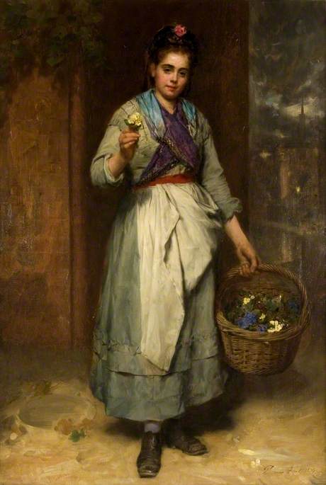 Violets and Primroses, 1874, Thomas Faed