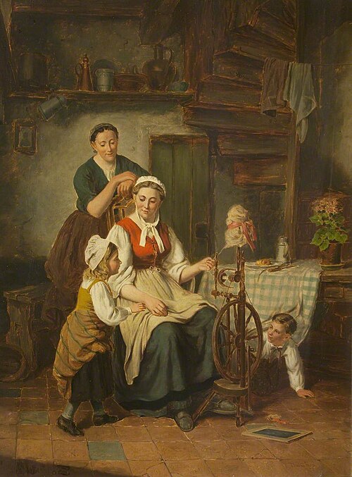 The Spinning Wheel, 1873, Thomas Faed