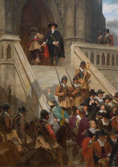 Cromwell dissolving the Long Parliament, 1907, Andrew Carrick Gow