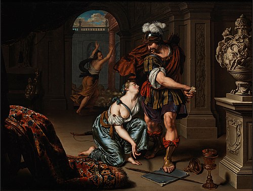 Odysseus threatening Circe, 1690, Willem van Mieris