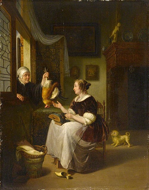 The Poultry Seller (copy after a panel of 1672? by Pieter van Slingelandt), 1710, Willem van Mieris