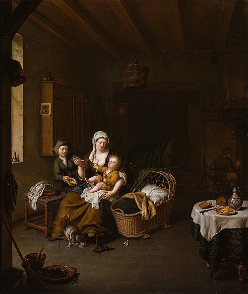 A Mother Feeding her Child (The Happy Mother), 1707, Willem van Mieris