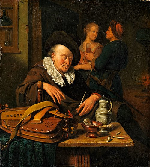 Sleeping Hurdy-Gurdy Player, 1700, Willem van Mieris