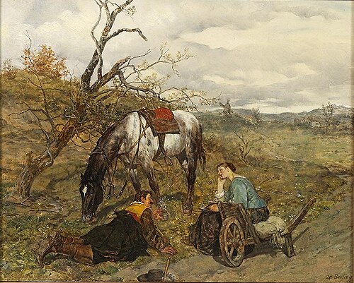 Edelmann mit junger Bäuerin in der Barock-Zeit, 1883, Heinrich Breling