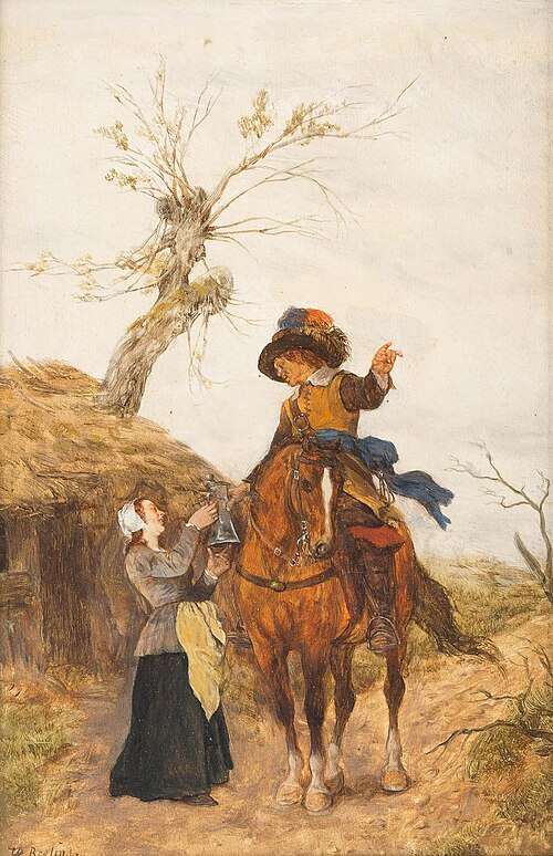 Refreshment while on horseback, , Heinrich Breling