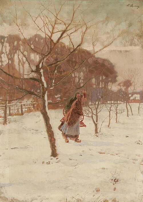 Spinnerinnen im Schnee, , Heinrich Breling
