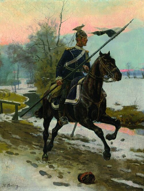 Reitender Ulan in winterlicher Landschaft, , Heinrich Breling