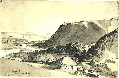 Chigirin viewed  from Subotovsky, 1845, Taras Shevchenko