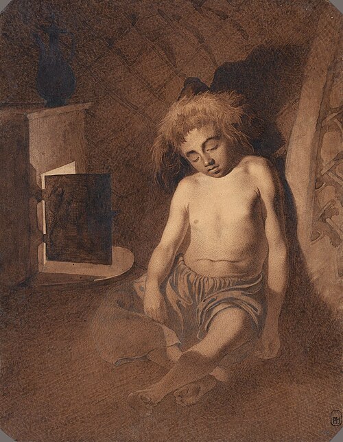 Хлопчик дрімає біля грубки, 1848, Taras Shevchenko