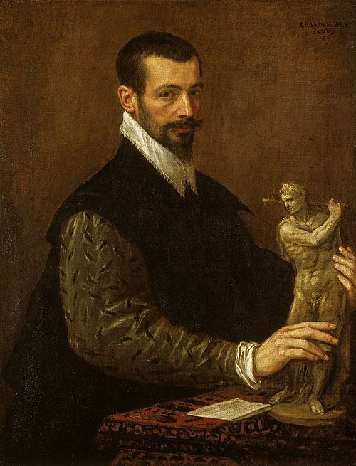 Portrait of Tiziano Aspetti holding a statuette, 1592, Leandro Bassano