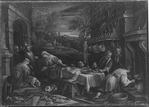 Christus bei Maria und Martha (Werkstatt), 1589, Leandro Bassano