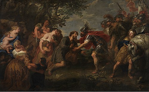 Jacob and Esau are reconciled, 1635, Jan van den Hoecke
