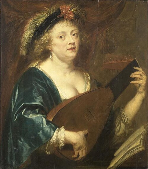 Portrait of a woman playing a lute, 1640, Jan van den Hoecke