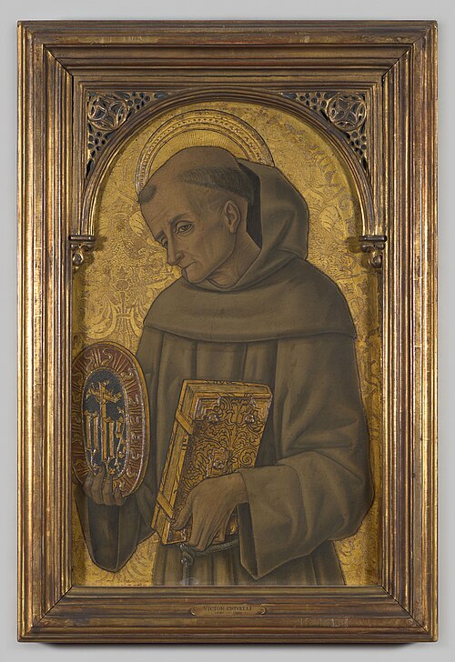 Portret "De heilige Bernardinus van Siena" tempera en olie op hout door Vittore Crivelli, 1479- ca. , 1481, Vittorio Crivelli