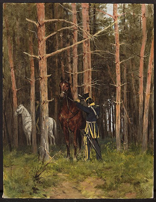 In the forest (Uhlans’ post), 1884, Julian Fałat