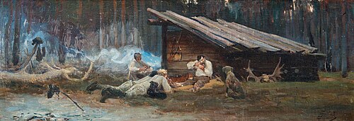 By the campfire., 1850, Julian Fałat