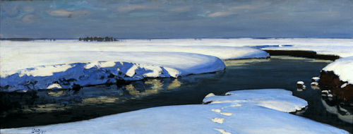 Paysage d'hiver avec une rivière., 1907, Julian Fałat