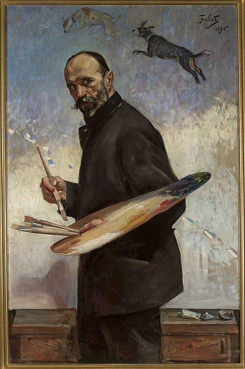 Self-portrait from palette, 1896, Julian Fałat