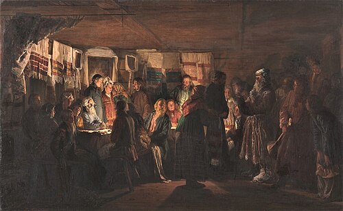 Arrivée d'un sorcier à une noce paysanne, 1875, Vassili Maximov