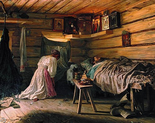Sick Husband, 1881, Vassily Maximov