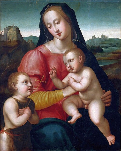 Vierge et l'Enfant avec saint Jean-Baptiste., 1550, Innocenzo da Imola