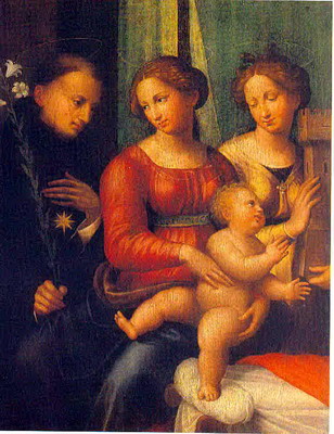 Madonna and Child with St. Dominic and St. Barbara, 1550, Innocenzo da Imola